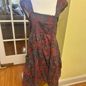 Floral Gray and Fuschia Dress